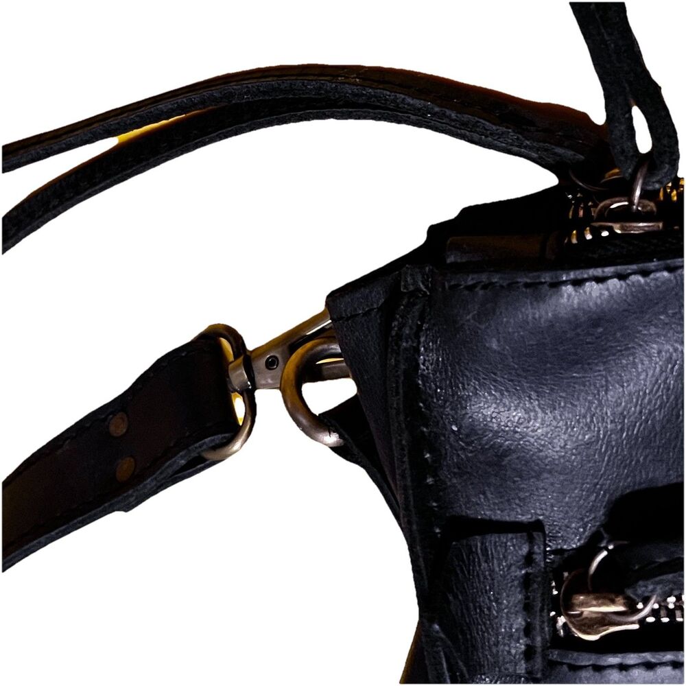 Raven + Lily Ethiopian Leather Crossbody Purse Tote Bag Black Artisan Made EUC - Picture 14 of 16
